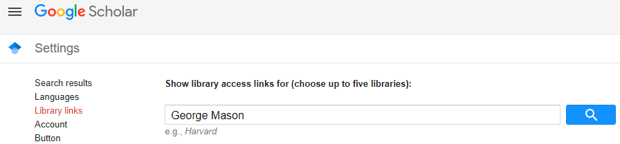 George Mason Typed in Search Box