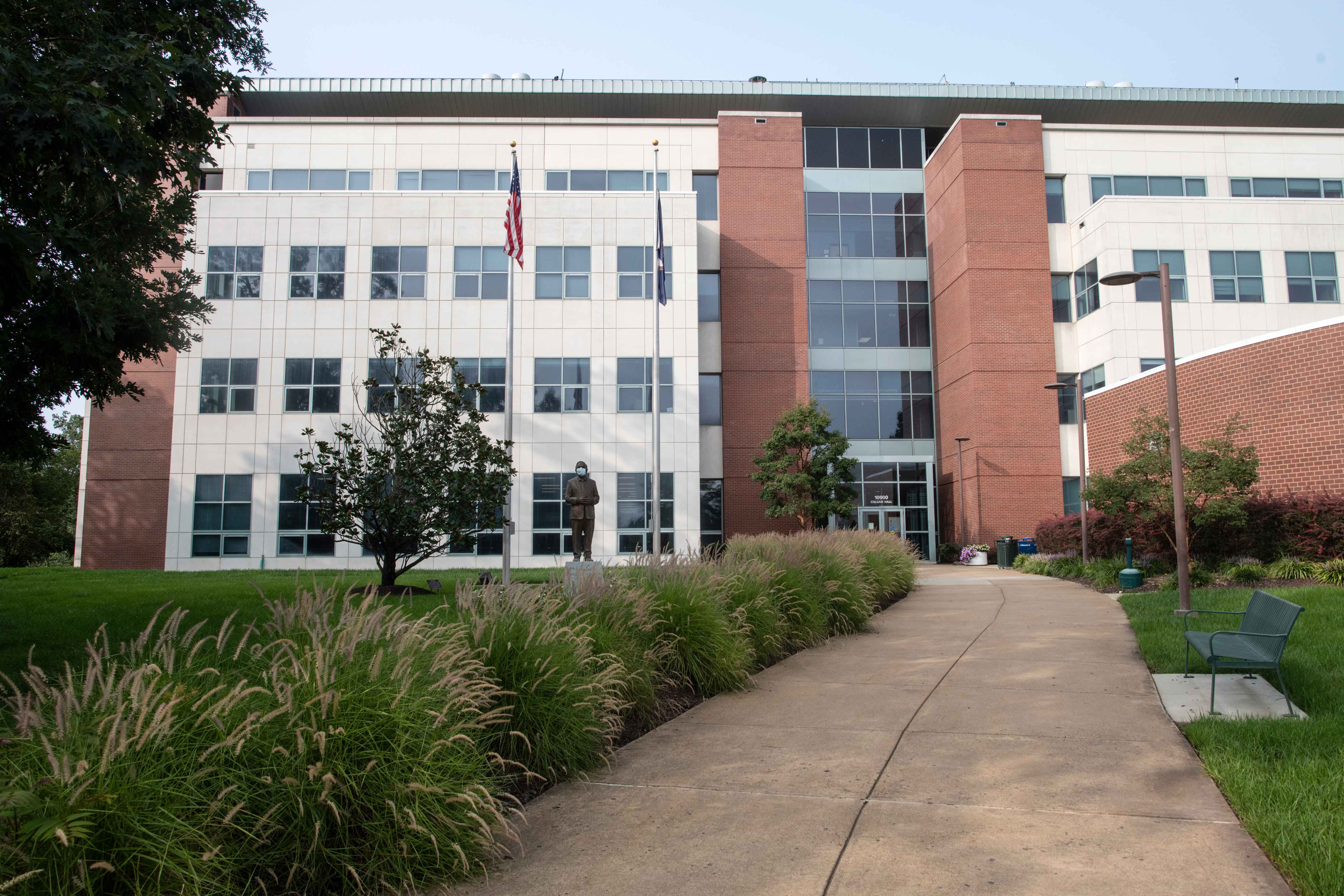 Exterior of Mercer Library on the Science and Technology campus