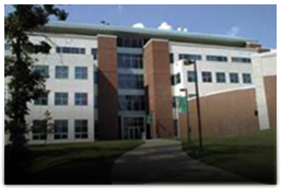 Exterior of Mercer Library on the Science and Technology campus